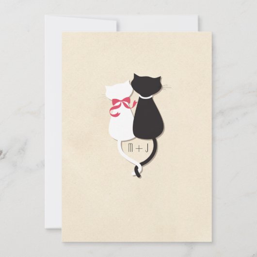 モダンでかわいい猫のカップルのモノグラムの結婚式の招待 招待状 (裏面)