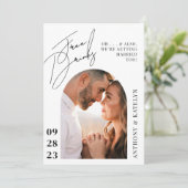 モダンでかわいい面白い結婚発表 案内状 (スタンド正面)