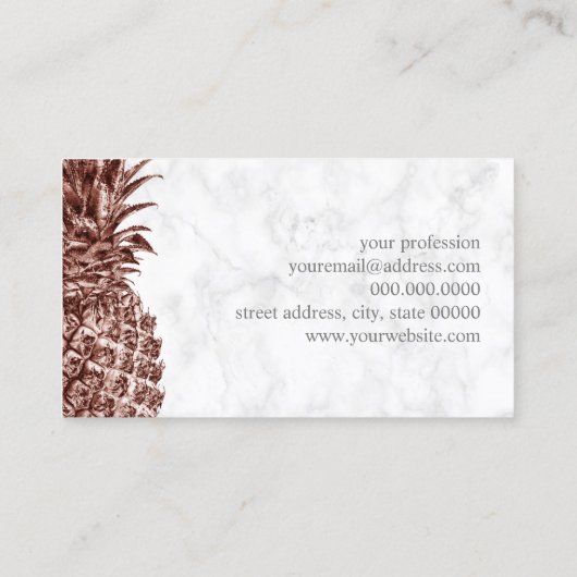 モダンでかわいらしいばら色の金ゴールドのパイナップルメーキャップアーティスト 名刺 (裏面)