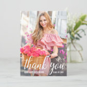 モダンでかわいらしい卒業は写真カード感謝していしています 案内状 (スタンド正面)