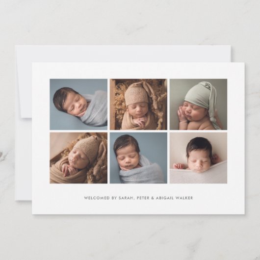 モダンできれいで大きい写真の誕生 案内状 (裏面)