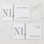 モダンできれいで白いモノグラムの名刺 名刺 (正面/裏面)