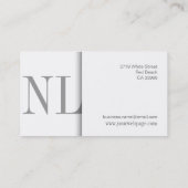 モダンできれいで白いモノグラムの名刺 名刺 (裏面)