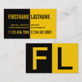 モダンではっきりしたなコントラストの黒の黄色のプロフィールカード 名刺 (正面/裏面)