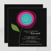 モダンではっきりしたなピンクの開花のブライダルシャワーの招待状 招待状 (正面/裏面)