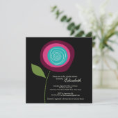 モダンではっきりしたなピンクの開花のブライダルシャワーの招待状 招待状 (スタンド正面)