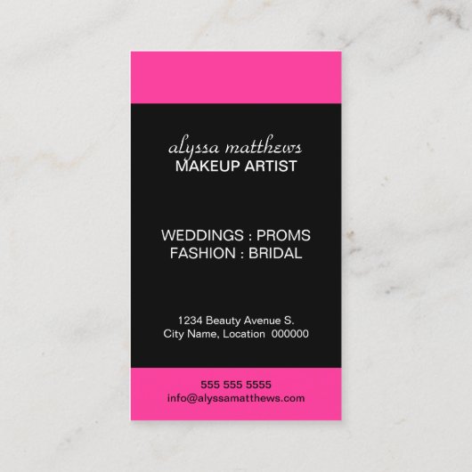 モダンではっきりしたなメーキャップアーティストのモノグラム 名刺 (裏面)