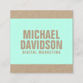 モダンではっきりしたな文字のミントのライム スクエア名刺 (正面)