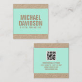 モダンではっきりしたな文字のミントのライム スクエア名刺 (正面/裏面)