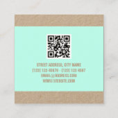 モダンではっきりしたな文字のミントのライム スクエア名刺 (裏面)