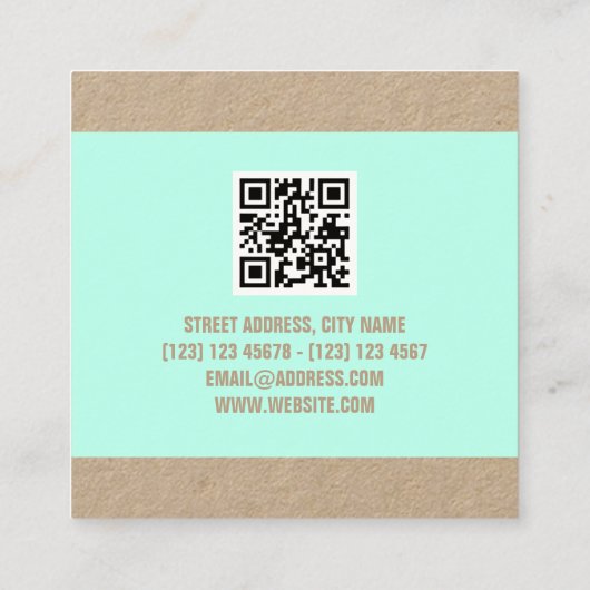 モダンではっきりしたな文字のミントのライム スクエア名刺 (裏面)