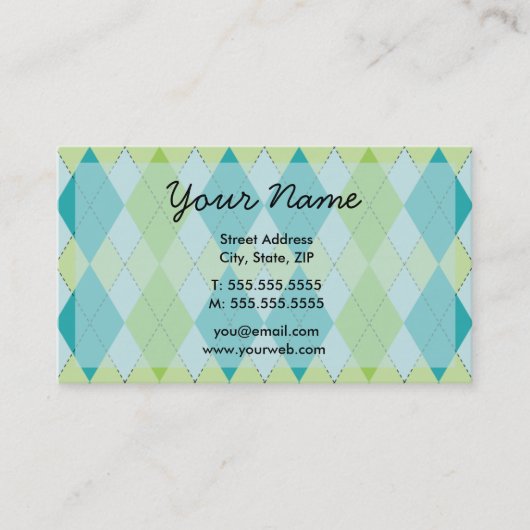 モダンでアーガイル柄のなプロフィールカード 名刺 (正面)