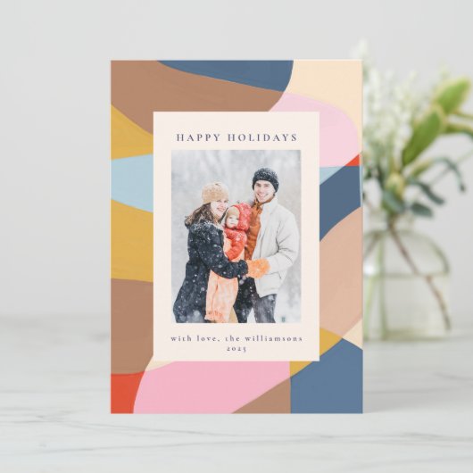 モダンでアーティスティックな抽象的なクリスマスの写真 シーズンカード (スタンド正面)