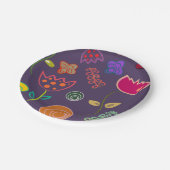 モダンでアーティスティックな紫とピンクの花 ペーパープレート (アングル)