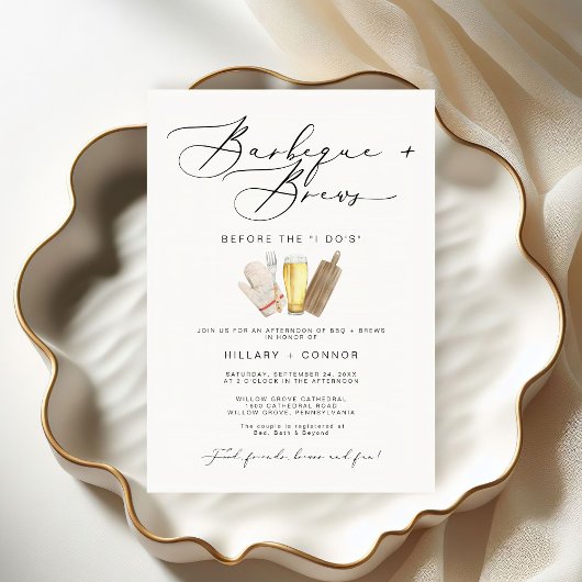 モダンでエッジの効いたペアカリグラフィーBBQ＆ブルース 招待状