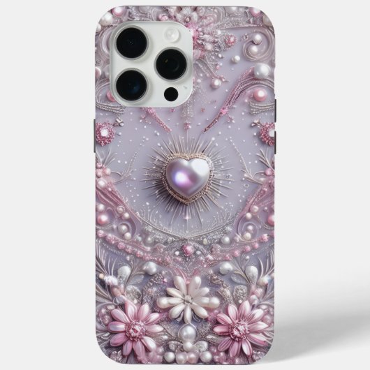 モダンでエレガントでかわいい紫のパールのバレンタインデー Case-Mate iPhoneケース (裏面)