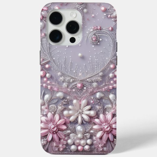 モダンでエレガントでかわいい紫のパールのバレンタインデー Case-Mate iPhoneケース (裏面)