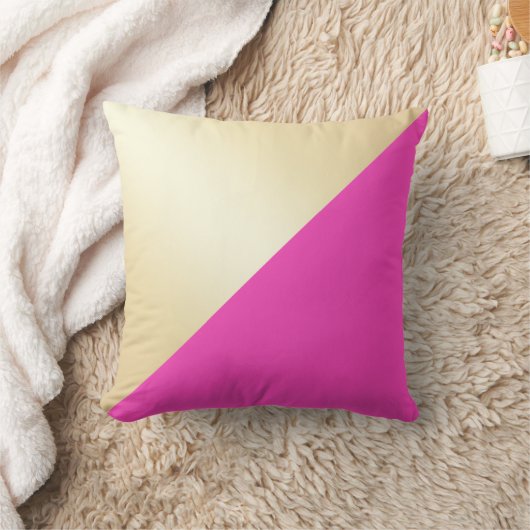 モダンでエレガントでガーリーなショッキングピンク及び金ゴールド色のブロック クッション (ブランケット)