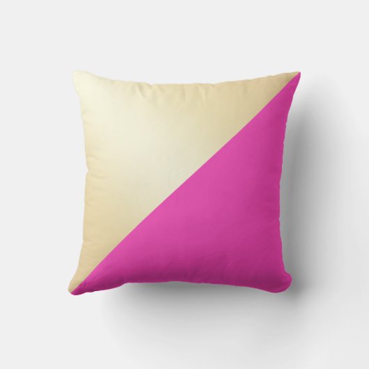 モダンでエレガントでガーリーなショッキングピンク及び金ゴールド色のブロック クッション (裏面)