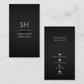 モダンでエレガントでシンプルで明白な黒のお洒落なカード 名刺 (正面/裏面)