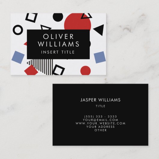 モダンでエレガントで幾何学的な芸術エレガントなフレームのカスタム 名刺 (正面/裏面)