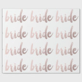 モダンでエレガントで澄んなのどのばら色の金ゴールド"花嫁" ラッピングペーパー (フラット)