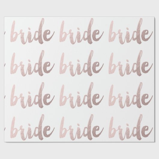 モダンでエレガントで澄んなのどのばら色の金ゴールド"花嫁" ラッピングペーパー (フラット)