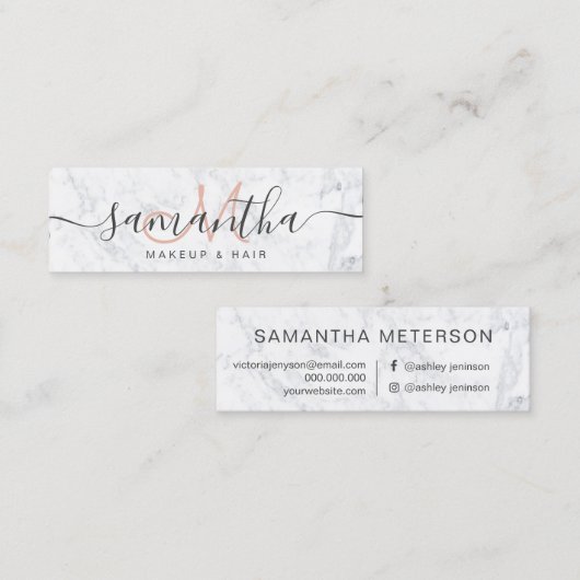 モダンでエレガントで粋で白い大理石の化粧の毛 スキニー名刺 (正面/裏面)