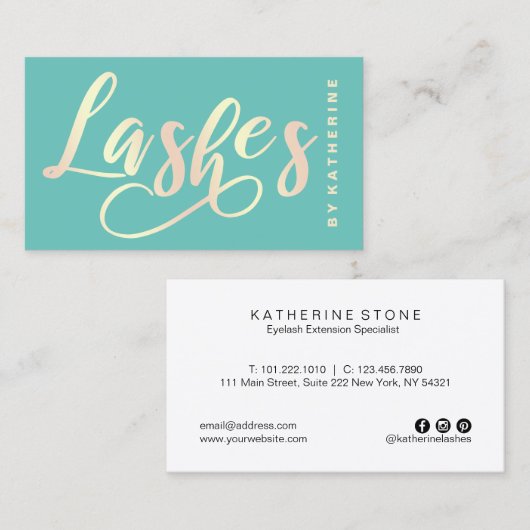 モダンでエレガントで軽いティール(緑がかった色)及び金ゴールドは延長を打ちます 名刺 (正面/裏面)