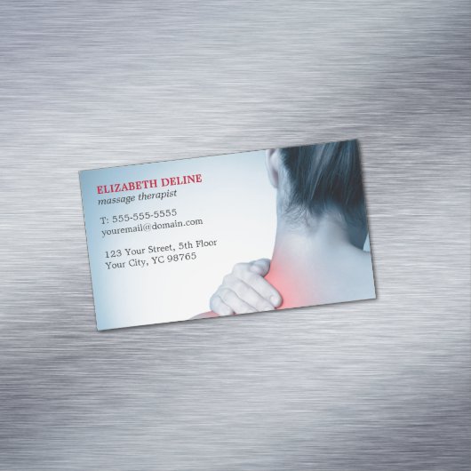 モダンでエレガントで青い写真のマッサージセラピスト マグネット名刺 (インサイチュ)