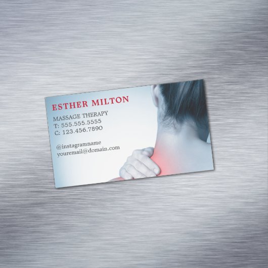 モダンでエレガントで青い写真のマッサージセラピスト マグネット名刺 (インサイチュ)