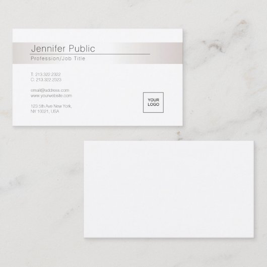 モダンでエレガントで魅力的でフェイクな銀製の粋なロゴ 名刺 (正面/裏面)