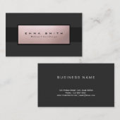 モダンでエレガントで黒い専門ののどのばら色の金ゴールド 名刺 (正面/裏面)