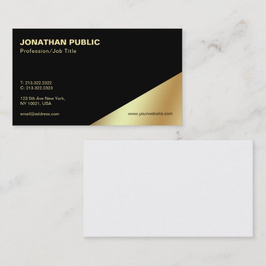 モダンでエレガントで黒い金ゴールドのプロフェッショナルの平野 名刺 (正面/裏面)