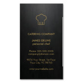 モダンでエレガントで黒い金ゴールドの食料調達のシェフ マグネット名刺 (正面縦)