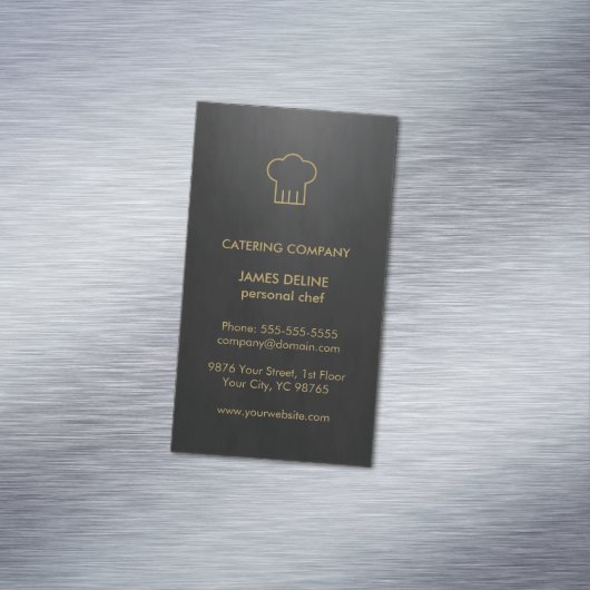モダンでエレガントで黒い金ゴールドの食料調達のシェフ マグネット名刺 (インサイチュ)