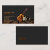 モダンでエレガントで黒い音楽ギターの名刺 名刺 (正面/裏面)