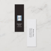モダンでエレガントで黒く青いモノグラムのコンサルタント スキニー名刺 (正面/裏面)