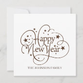 モダンでエレガントなお正月のスクリプト 招待状 (正面)