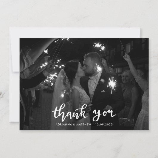 モダンでエレガントなお礼のスクリプト写真 サンキューカード (正面)
