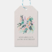 モダンでエレガントなお花のブーケ誕生日 ギフトタグ (正面)