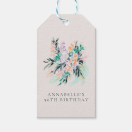 モダンでエレガントなお花のブーケ誕生日 ギフトタグ