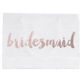 モダンでエレガントなのどのばら色の金ゴールドの新婦付添人の文字 ラージペーパーバッグ (裏面)