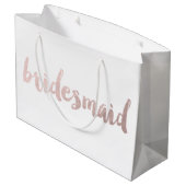 モダンでエレガントなのどのばら色の金ゴールドの新婦付添人の文字 ラージペーパーバッグ (裏面アングル)