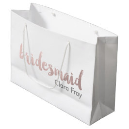 モダンでエレガントなのどのばら色の金ゴールドの新婦付添人の文字 ラージペーパーバッグ