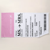 モダンでエレガントなオリジナル花嫁の搭乗券 ビーチタオル (正面)