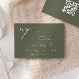 モダンでエレガントなオリーブの結婚式RSVP 招待状