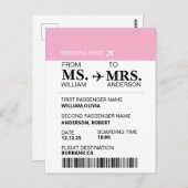 モダンでエレガントなカスタム花嫁になるための搭乗券 ポストカード (正面/裏面)