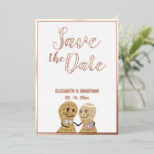 モダンでエレガントなカップルの写真 ウェディング セーブ・ザ・デート 箔招待状 (立ち正面)