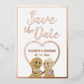 モダンでエレガントなカップルフォトウェディング セーブザデート 箔招待状 (正面)